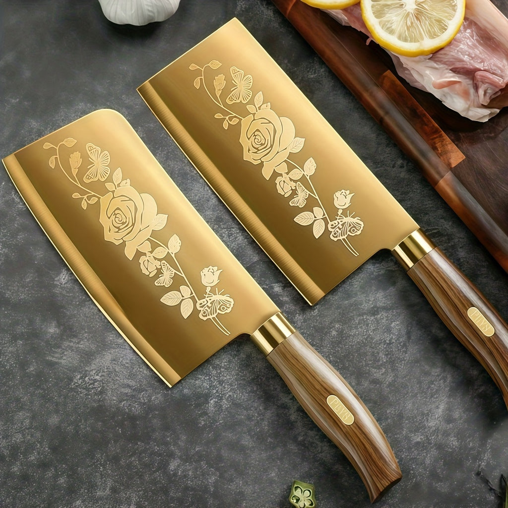 Titanium-Coated Alloy Steel Knife Set (7-Piece, Block & Sharpener)