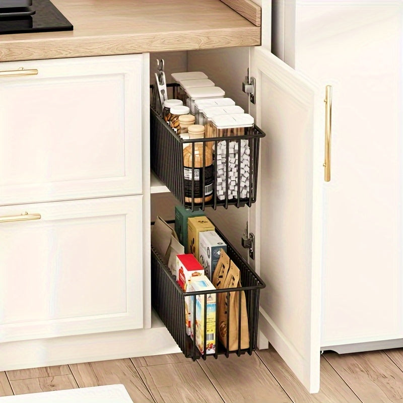 No-Drill Carbon Steel Pull-Out Cabinet Organizer (Sliding Drawers)