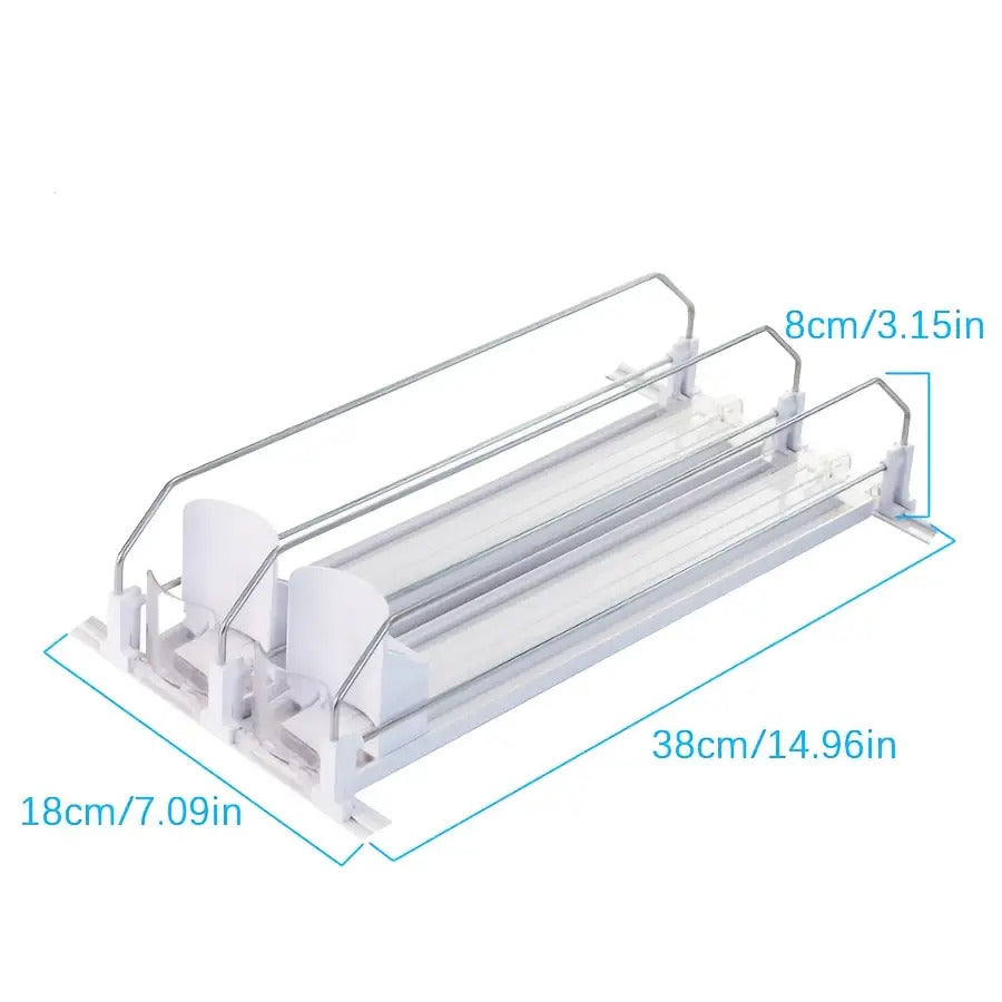 Auto-Push Slide Rail & Adjustable Divider Fridge Can Dispenser