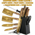 Titanium-Coated Alloy Steel Knife Set (7-Piece, Block & Sharpener)