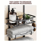 No-Drill 6-Tier Stainless Steel Over-Door Towel Rack (With Storage Basket)