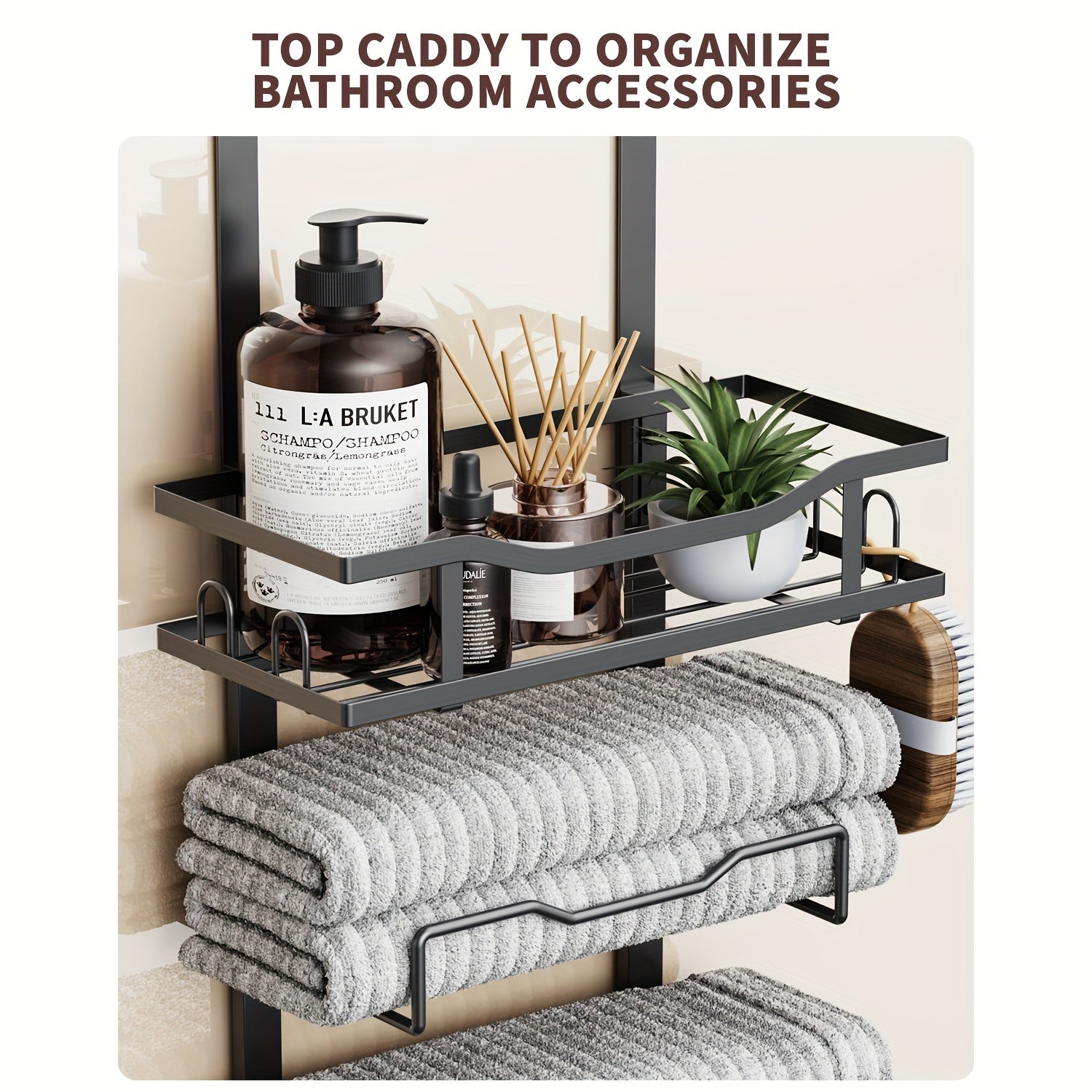 No-Drill 6-Tier Stainless Steel Over-Door Towel Rack (With Storage Basket)