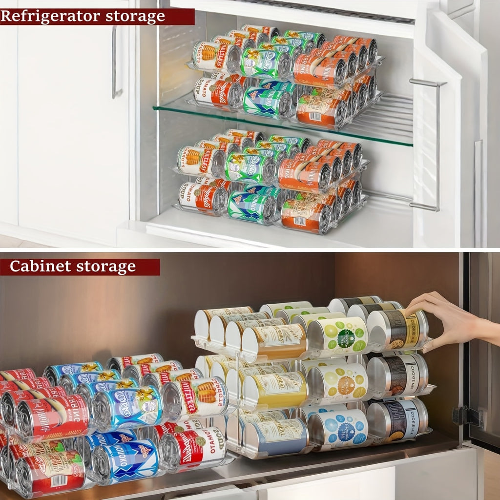 Transparent PET Auto-Roll & Stackable Can Rack (Set of 3)