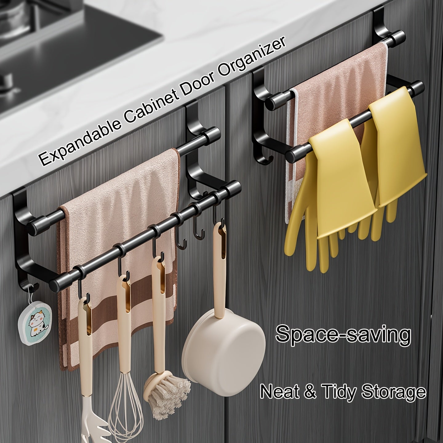 Over-Cabinet No-Drill Double-Bar Towel Rack
