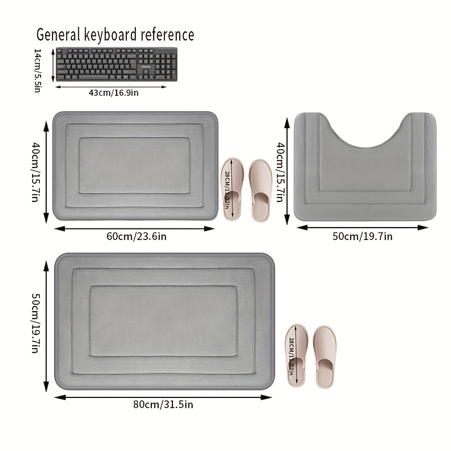 Ultra Absorbent & Non-Slip Polyester Bath Mat Set (Set of 3)