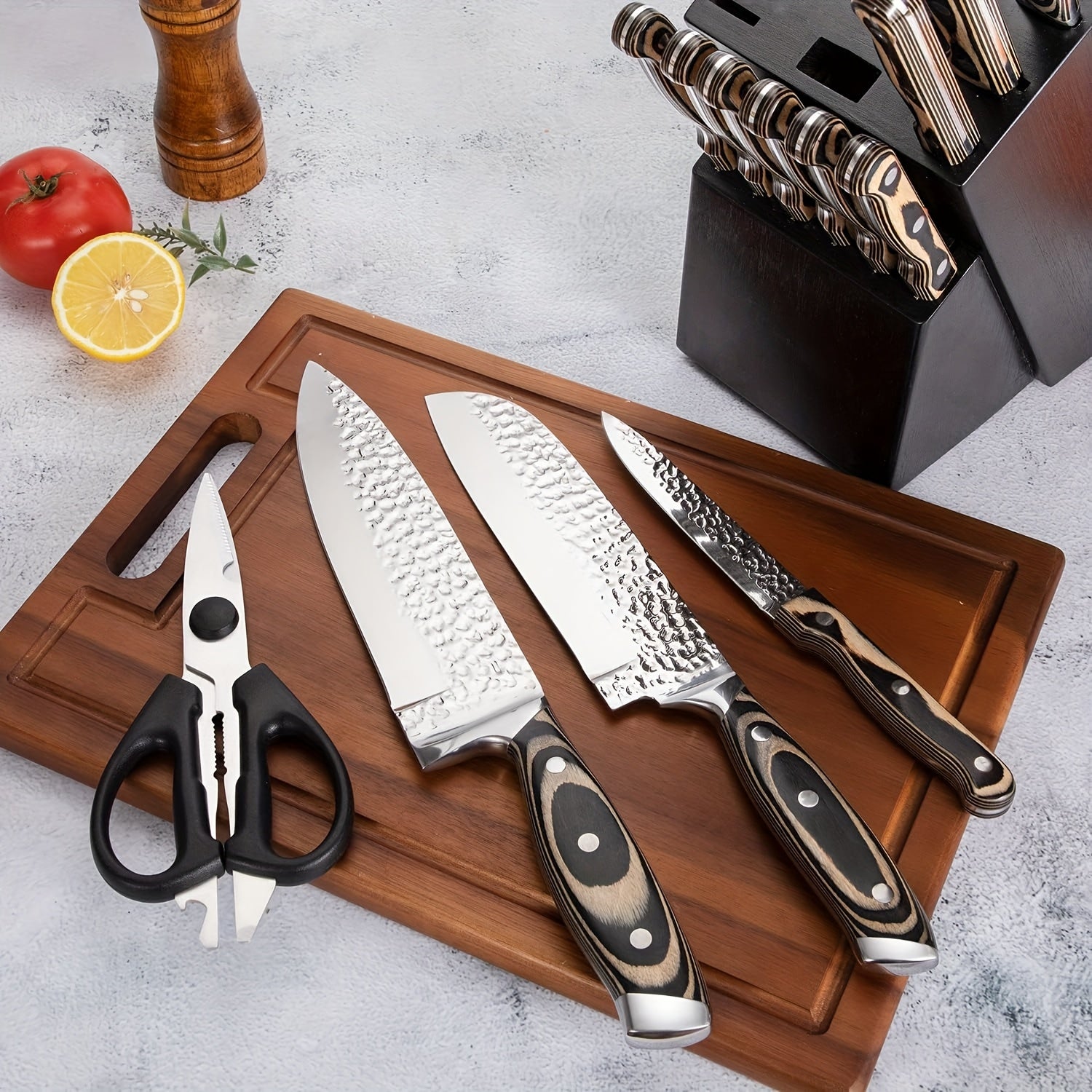 High-Carbon 304 Stainless Steel & Dishwasher-Safe Knife Set (15-Piece)