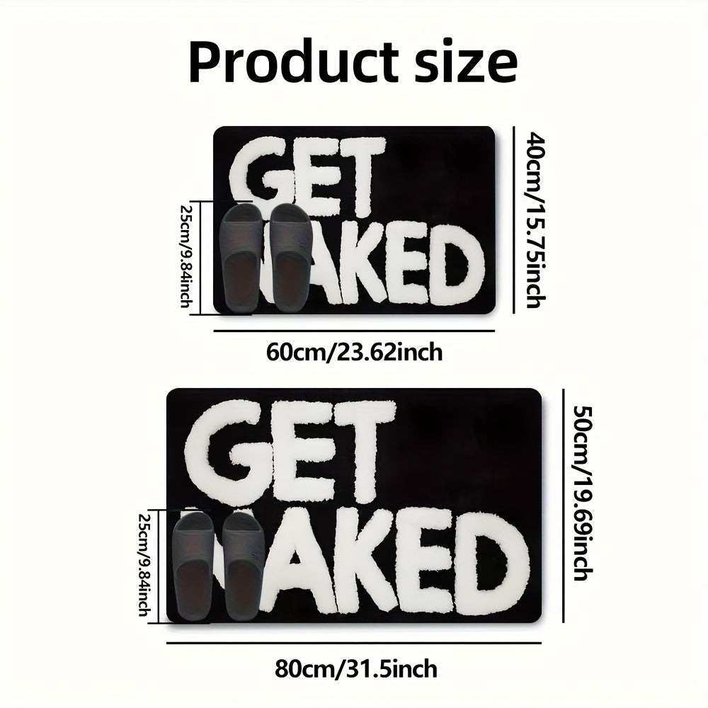 Soft Flannel Absorbent & Machine-Washable Bathroom Mat (Get Naked Print)