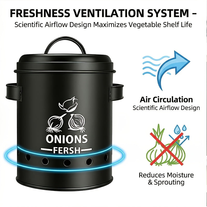 Ventilated Flip-Top Iron Vegetable Storage Jars (Set of 3)