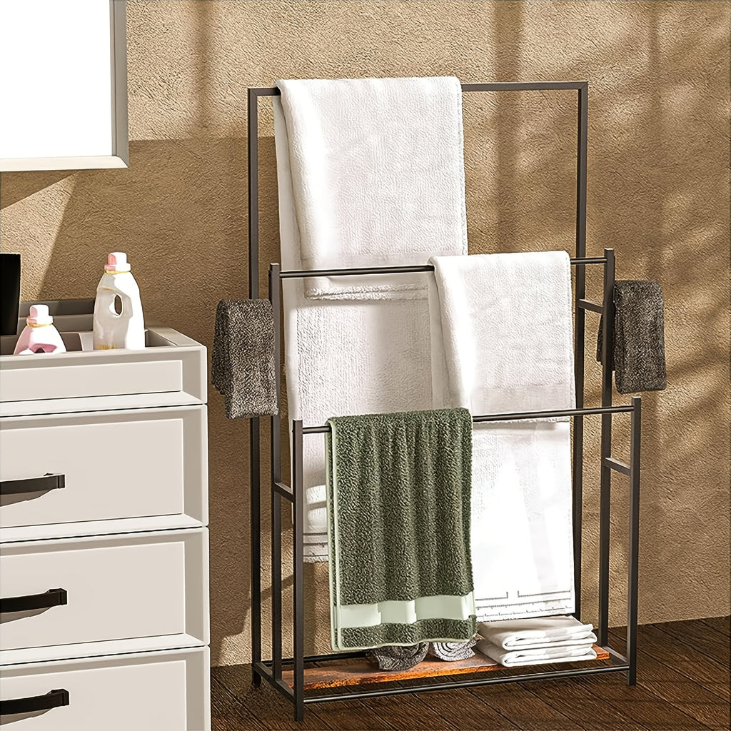 Freestanding Rustic Iron Towel Rack (3-Tier)