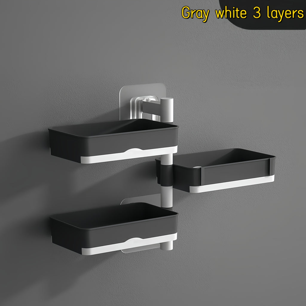 No-Drill 180° Rotating Quick-Drain Soap Organizer