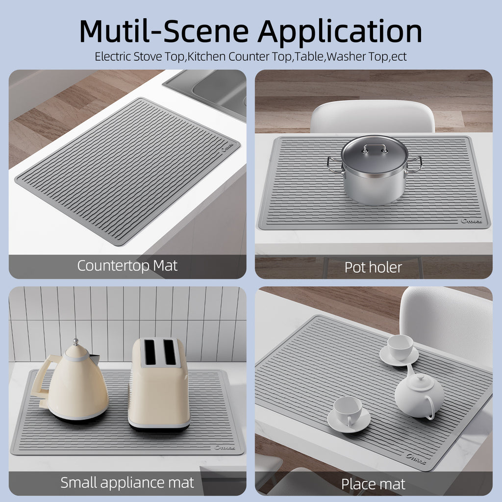 Thick Anti-Slip Silicone Stovetop Protector & Drying Mat (30x21 in)