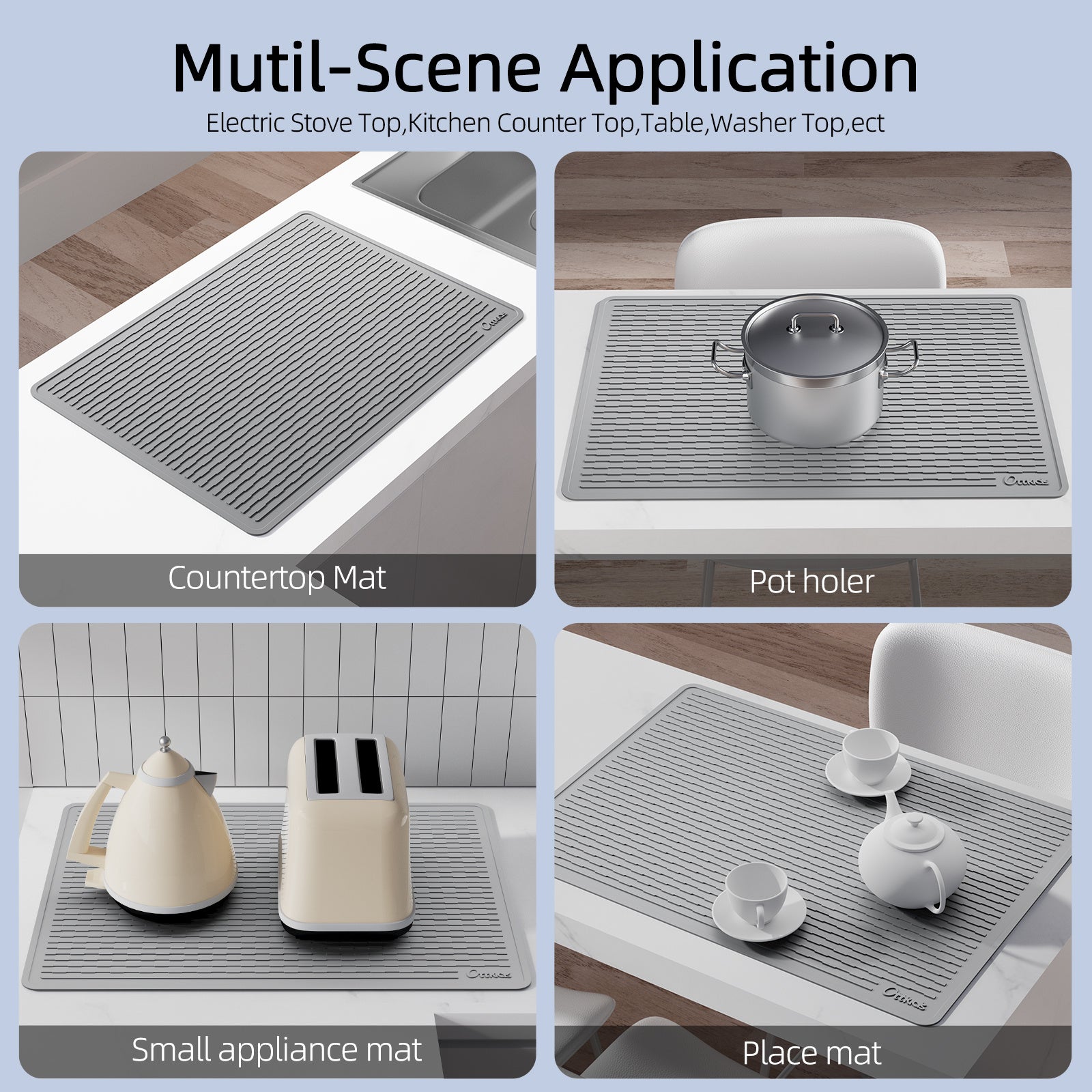 Thick Anti-Slip Silicone Stovetop Protector & Drying Mat (30x21 in)