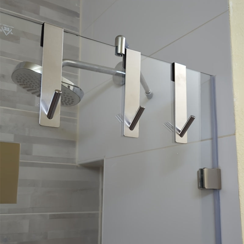 Stainless Steel Anti-Slip Shower Door Hooks (Set of 2)