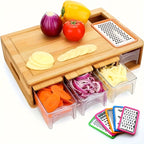 Bamboo Cutting Board With Container & Removable Grater