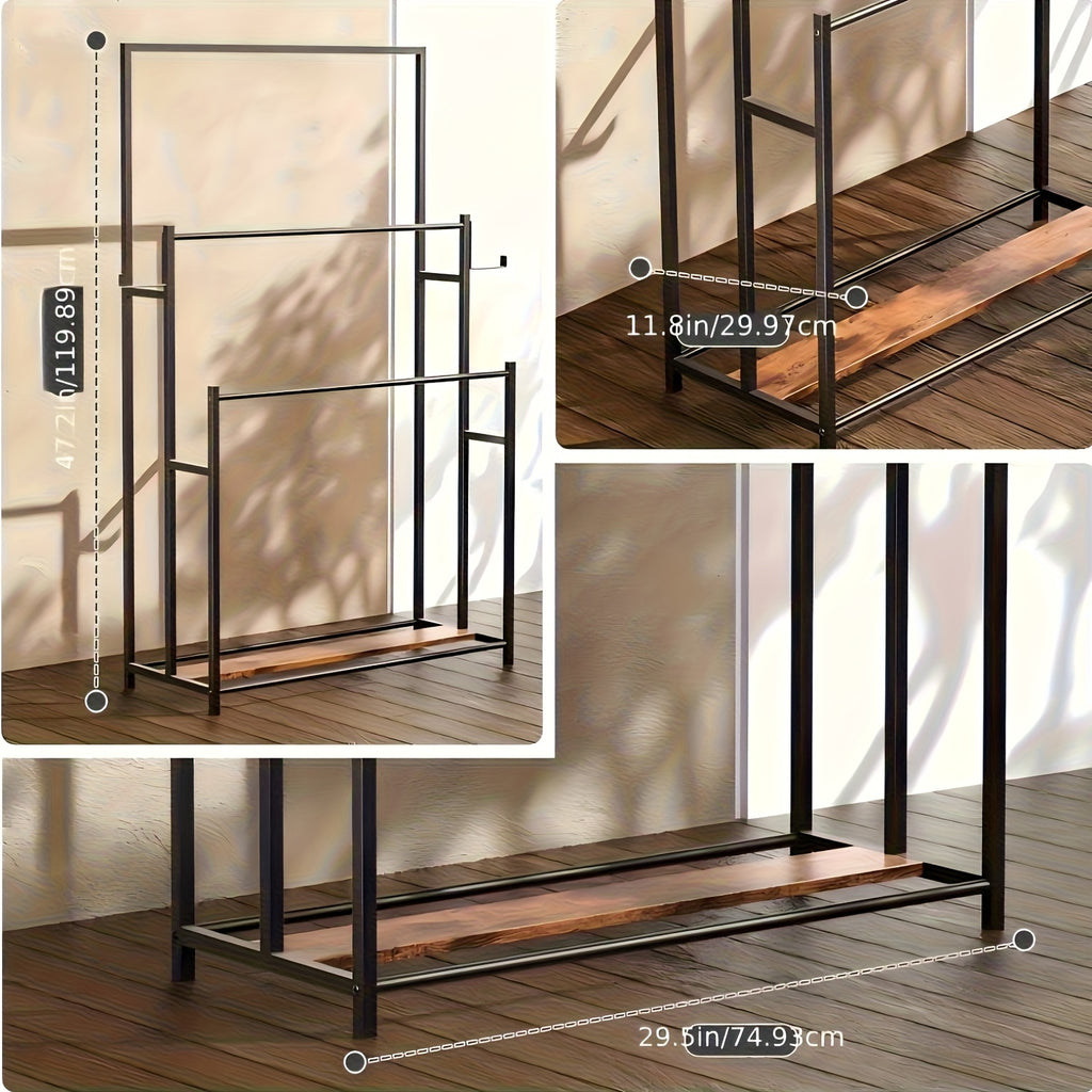Freestanding Rustic Iron Towel Rack (3-Tier)