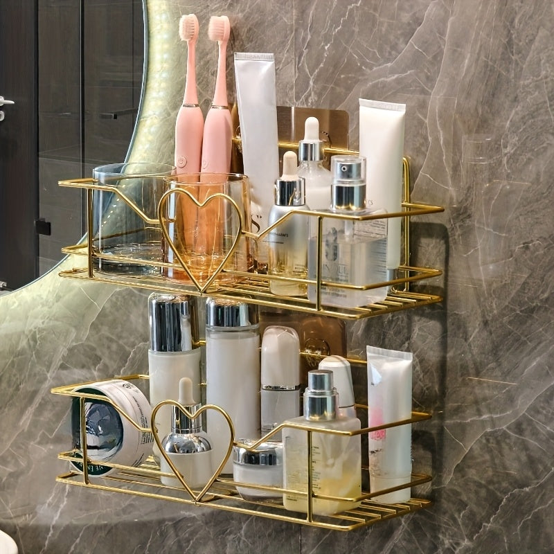 Double-Layer Wrought Iron Shower Shelf (Wall Mount)