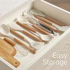 Heat-Resistant Silicone Utensil Set With Wooden Handles (10-Piece)