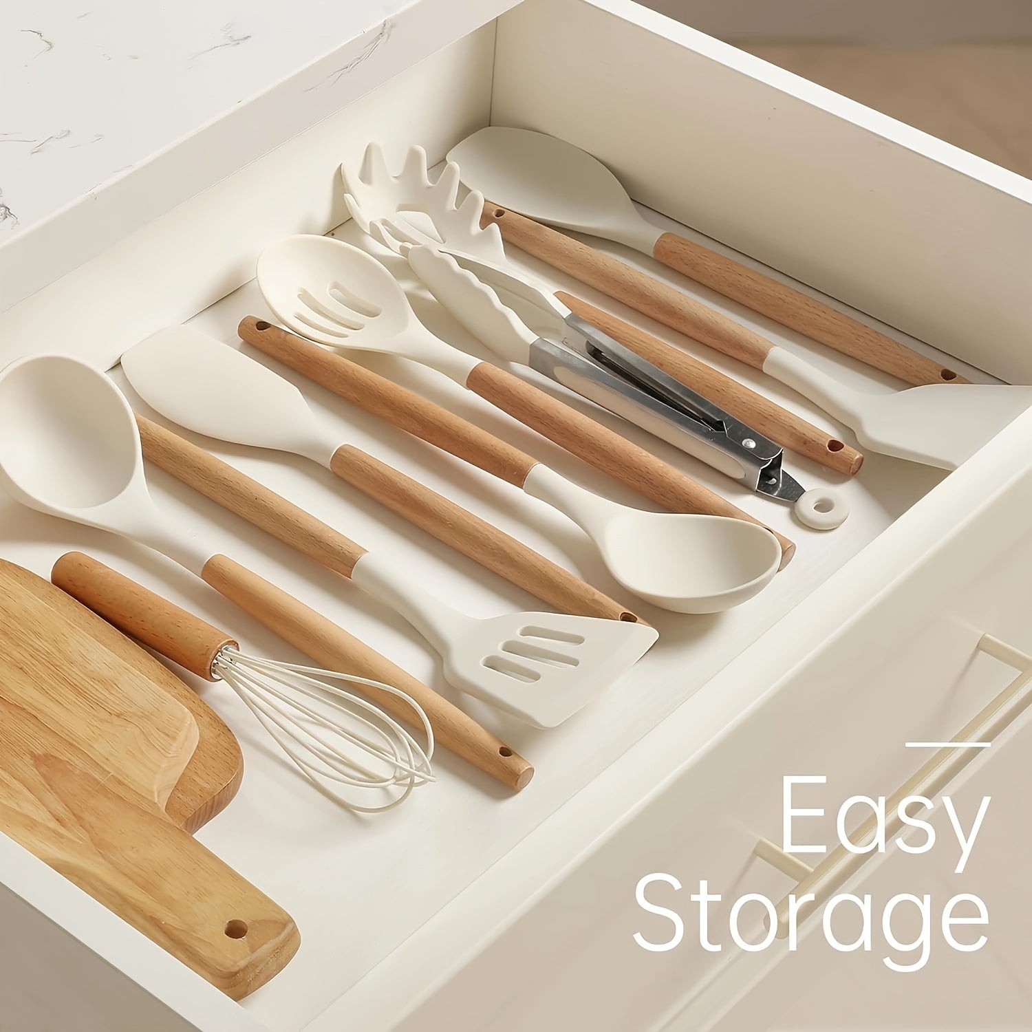 Heat-Resistant Silicone Utensil Set With Wooden Handles (10-Piece)