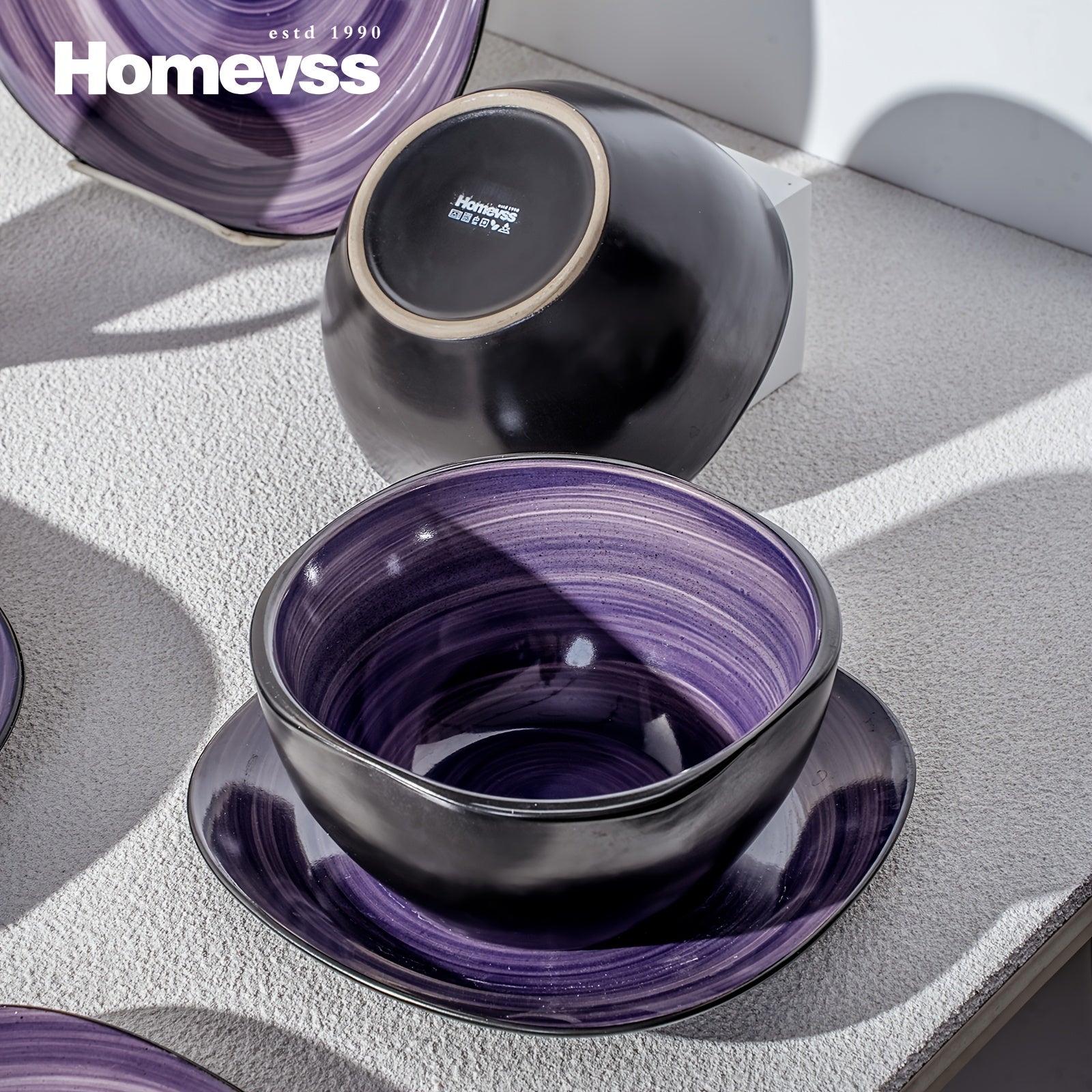 Hand-Brushed Square Stoneware Dinnerware Set (16-Piece)