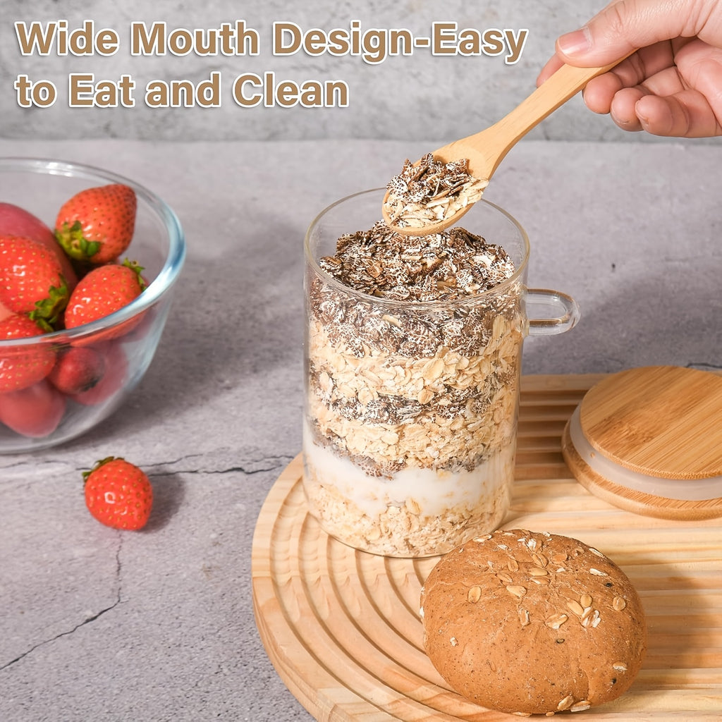 Microwave-Safe Glass Overnight Oats Jar (500ml)
