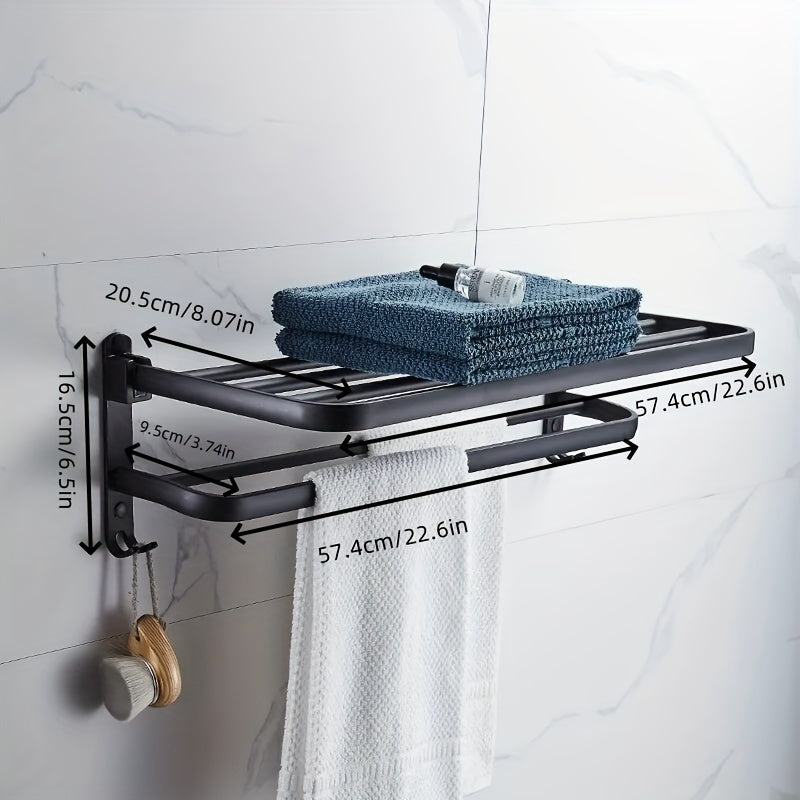 Wider & Thicker Hooks Wall-Mount Folding Towel Rack