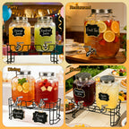 Glass Fruit Infuser & Ice Cylinder Beverage Dispenser (Set of 2, 1 Gallon)