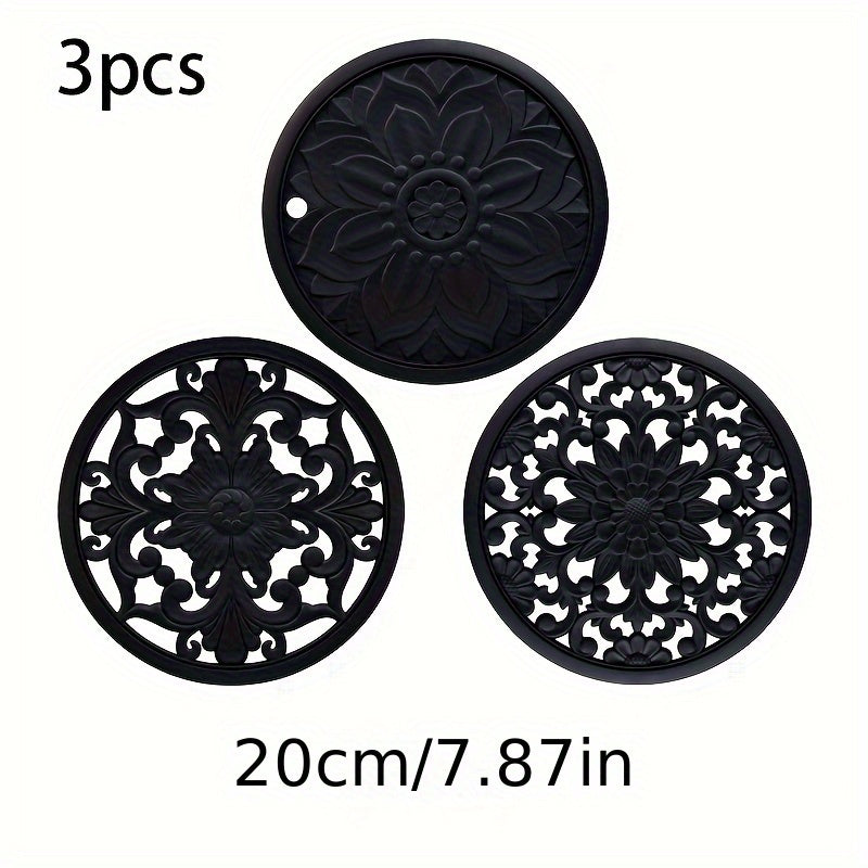 Heat-Resistant Non-Slip Silicone Trivet Set (3-Piece)
