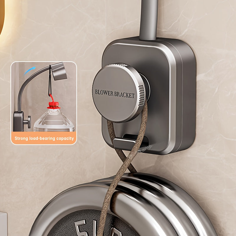 No-Drill Suction Cup Metal Swivel Hair Dryer Holder