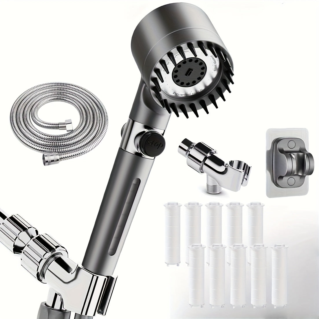 High-Pressure Ion Filter Handheld Shower Head (10 Replaceable Filters)