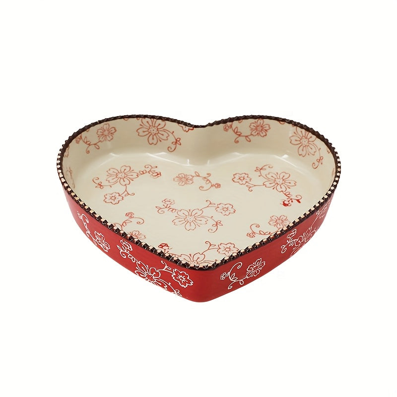 Microwave & Oven-Safe Ceramic Heart-Shaped Baking Dish (800ml)