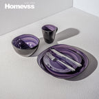 Hand-Brushed Square Stoneware Dinnerware Set (16-Piece)