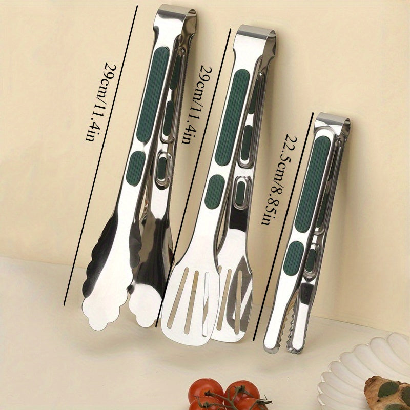 201 Stainless Steel Silicone-Grip Food Tongs (Set of 3)