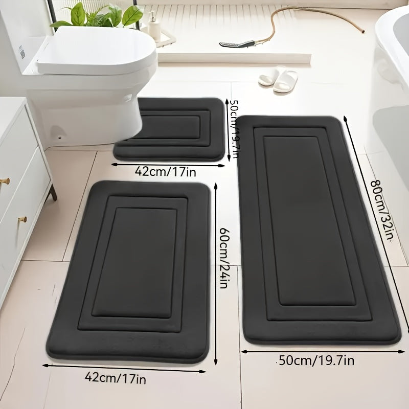 Ultra Absorbent & Non-Slip Polyester Bath Mat Set (Set of 3)