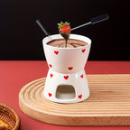 Heart-Shaped Ceramic Fondue Set (Includes 2 Forks)