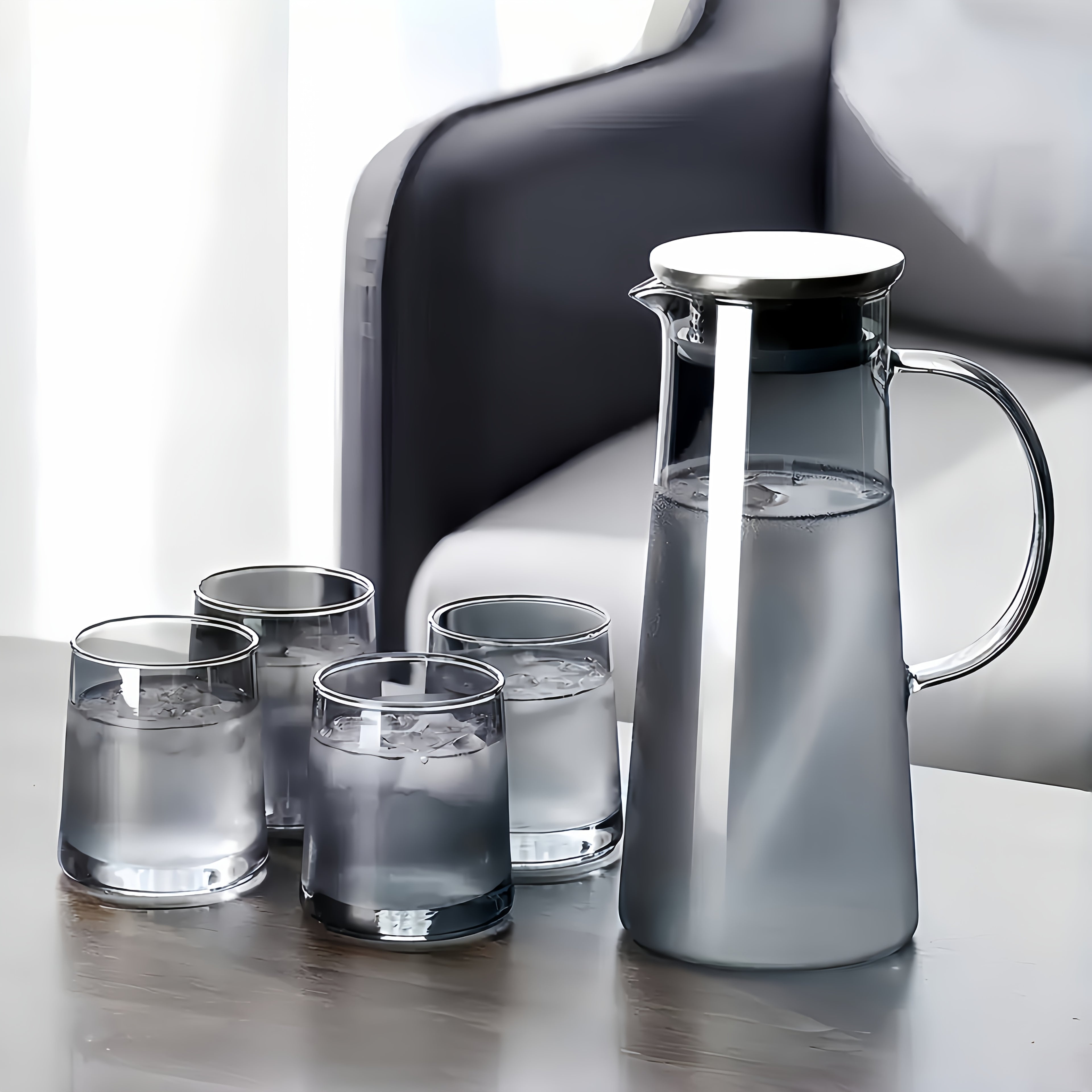 Heat-Resistant Borosilicate Glass Jug & Cup Set (Set of 5 or 7)