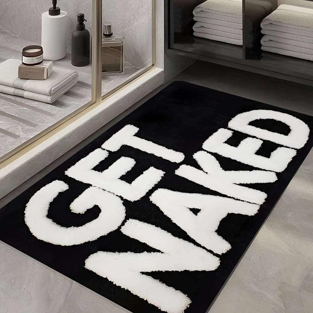 Soft Flannel Absorbent & Machine-Washable Bathroom Mat (Get Naked Print)