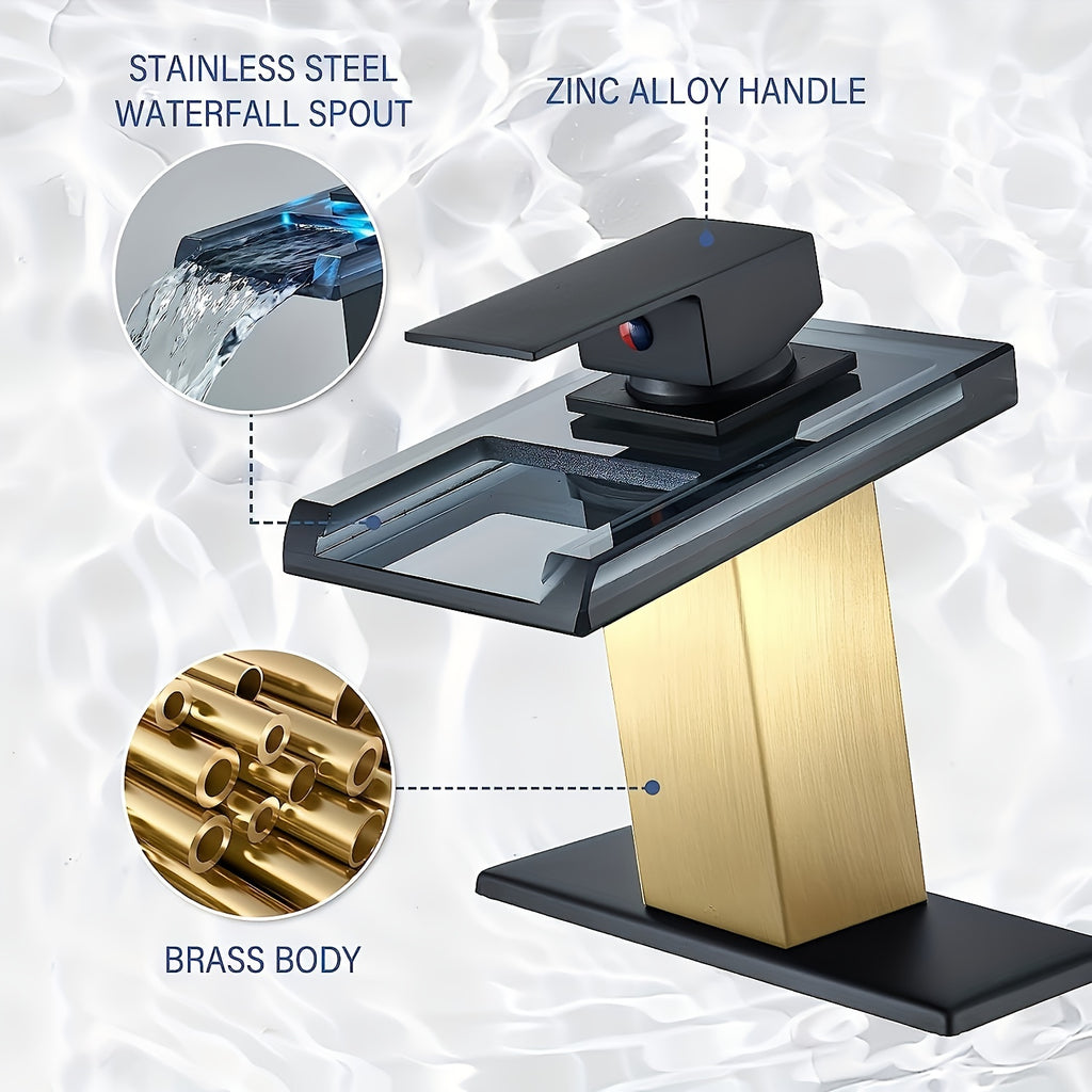 Solid Brass Ceramic Valve Single-Handle Bathroom Faucet (Deck Plate Included)