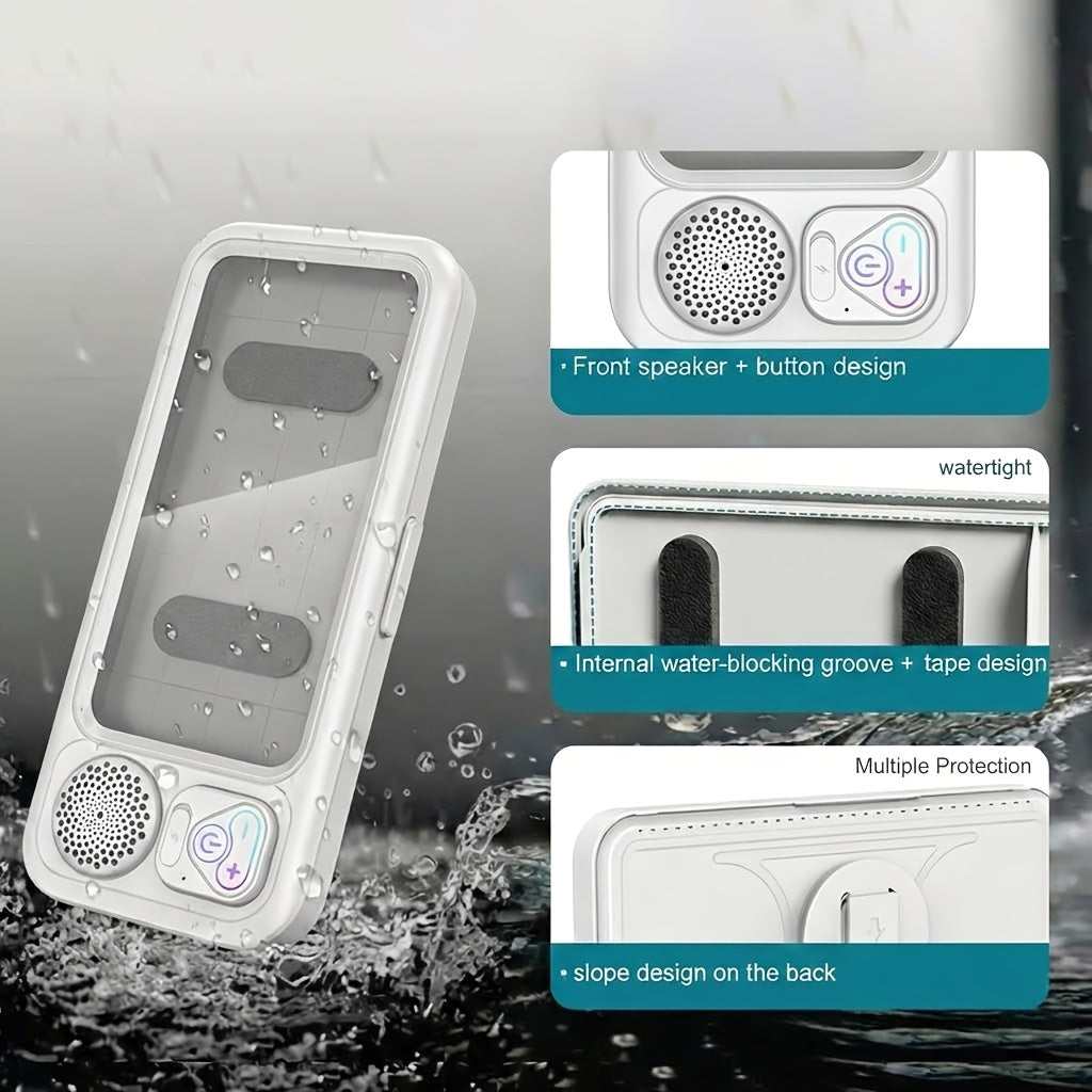 Water-Resistant 360° Rotating Shower Speaker & Phone Holder (Fits 4–6.8" Phones)