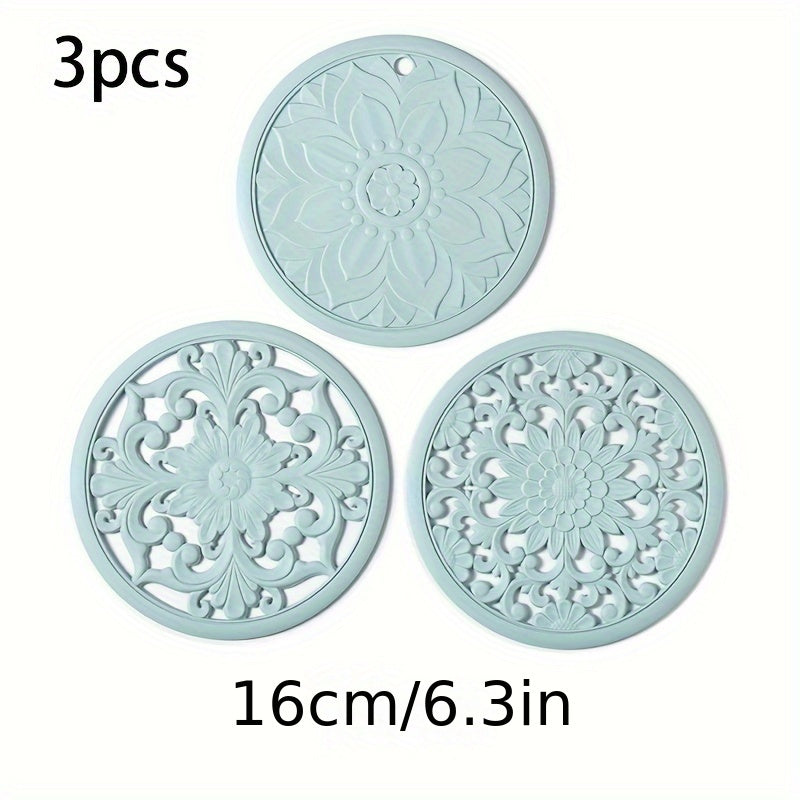 Heat-Resistant Non-Slip Silicone Trivet Set (3-Piece)