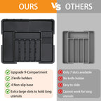 Expandable Tension-Mount Silverware Organizer (Removable Knife Blocks)