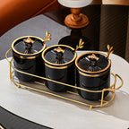 Compact 3-Canister Seasoning Set (With Rack & Spoons)
