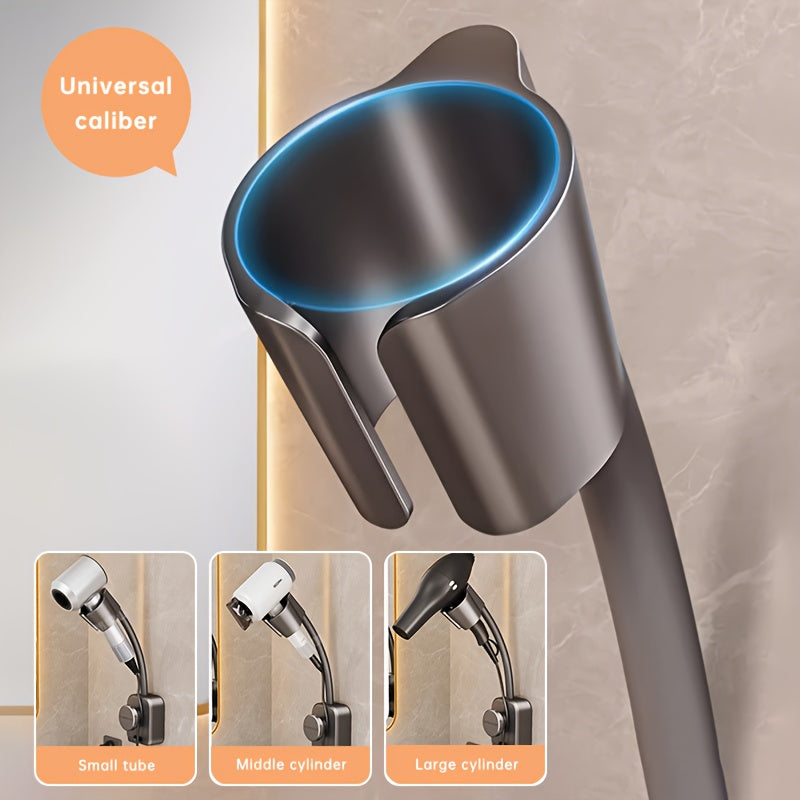No-Drill Suction Cup Metal Swivel Hair Dryer Holder