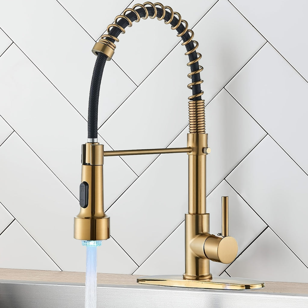 Brass 360° Swivel Kitchen Faucet (Hydroelectric LED)