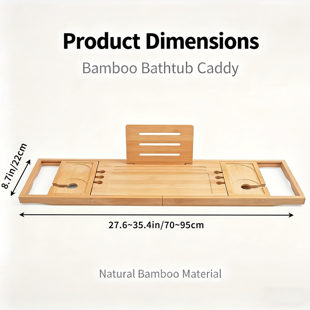 Retractable Bamboo Multi-Slot Bathtub Caddy