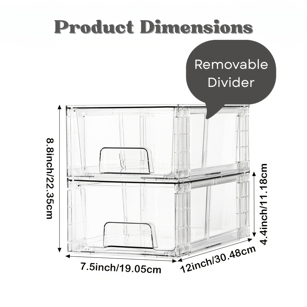 Clear Acrylic Stackable Drawer Bins With Handles