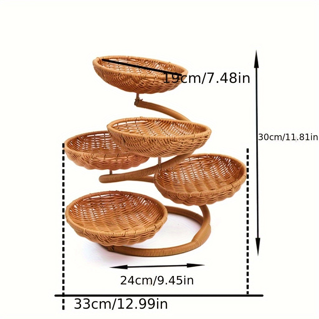 Food-Safe Stackable Rattan-Style Fruit & Snack Basket