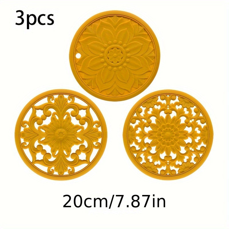 Heat-Resistant Non-Slip Silicone Trivet Set (3-Piece)
