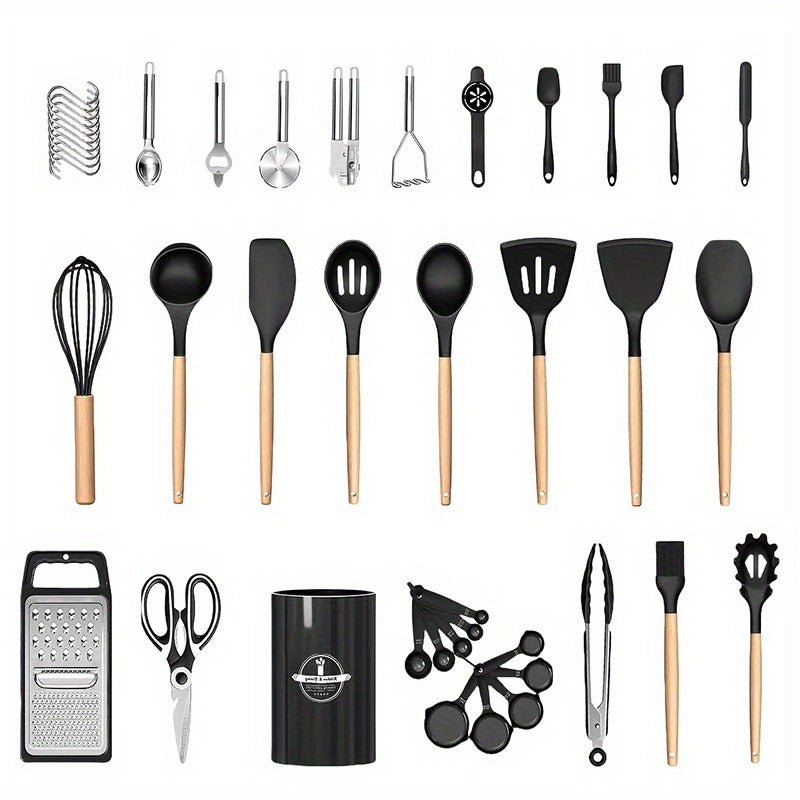Heat-Resistant Silicone & Dishwasher-Safe Utensil Set (37/44 Pcs)