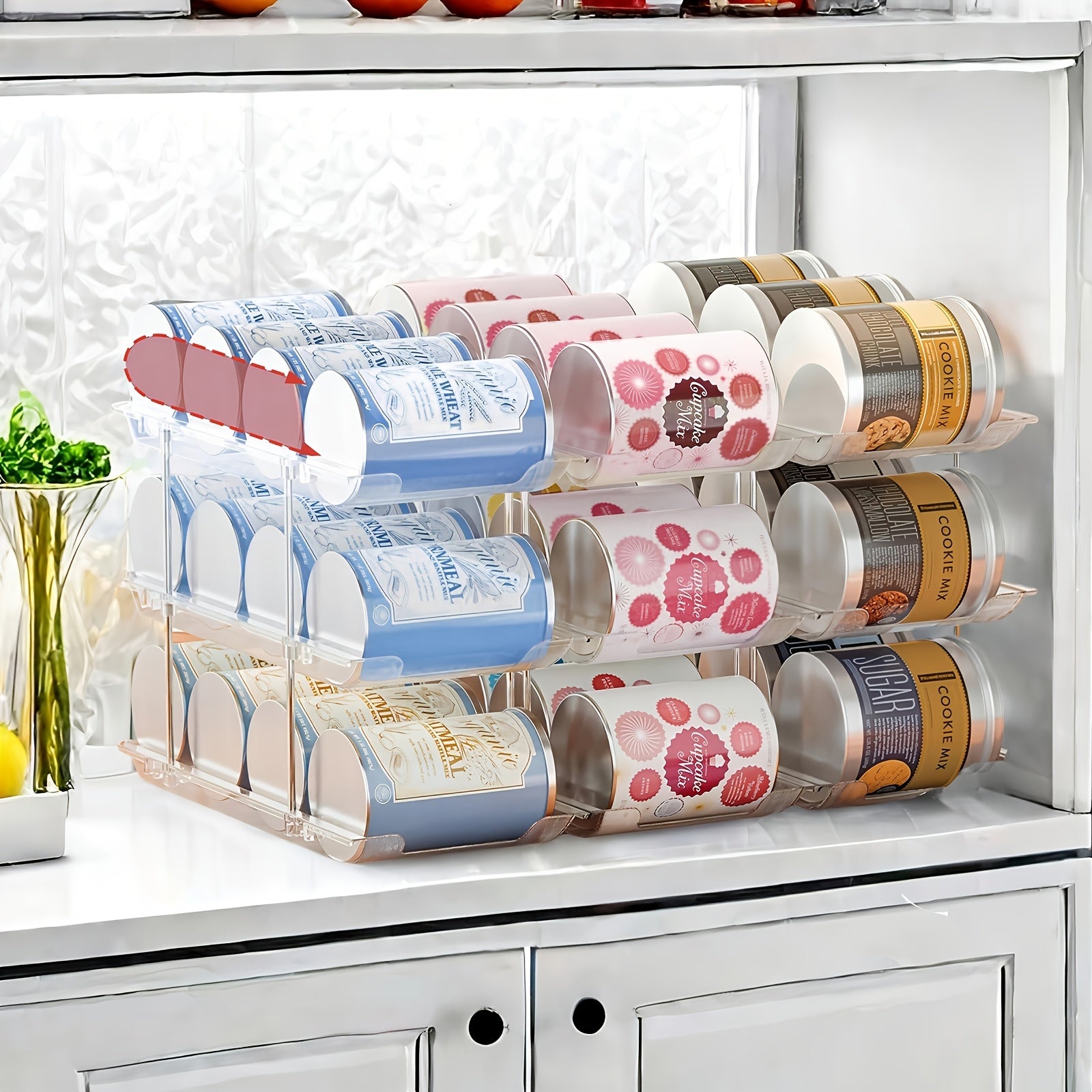 Transparent PET Auto-Roll & Stackable Can Rack (Set of 3)