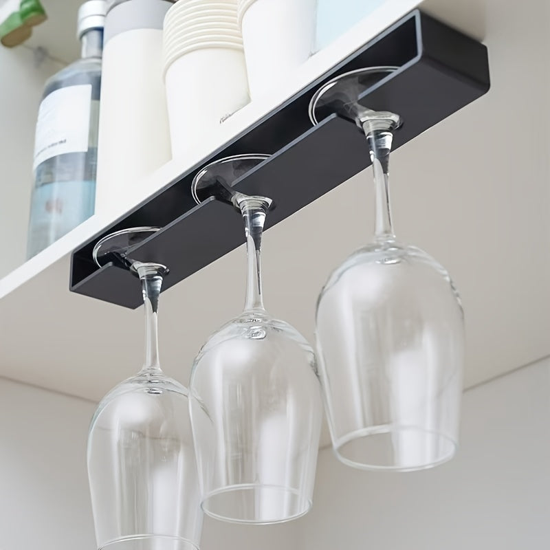 No-Drill Space-Saving Under-Cabinet Wine Glass Rack